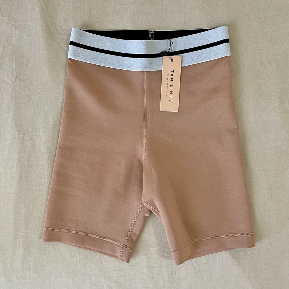 Sivan Ayla Tan + Lines Venice Biker Shorts XS